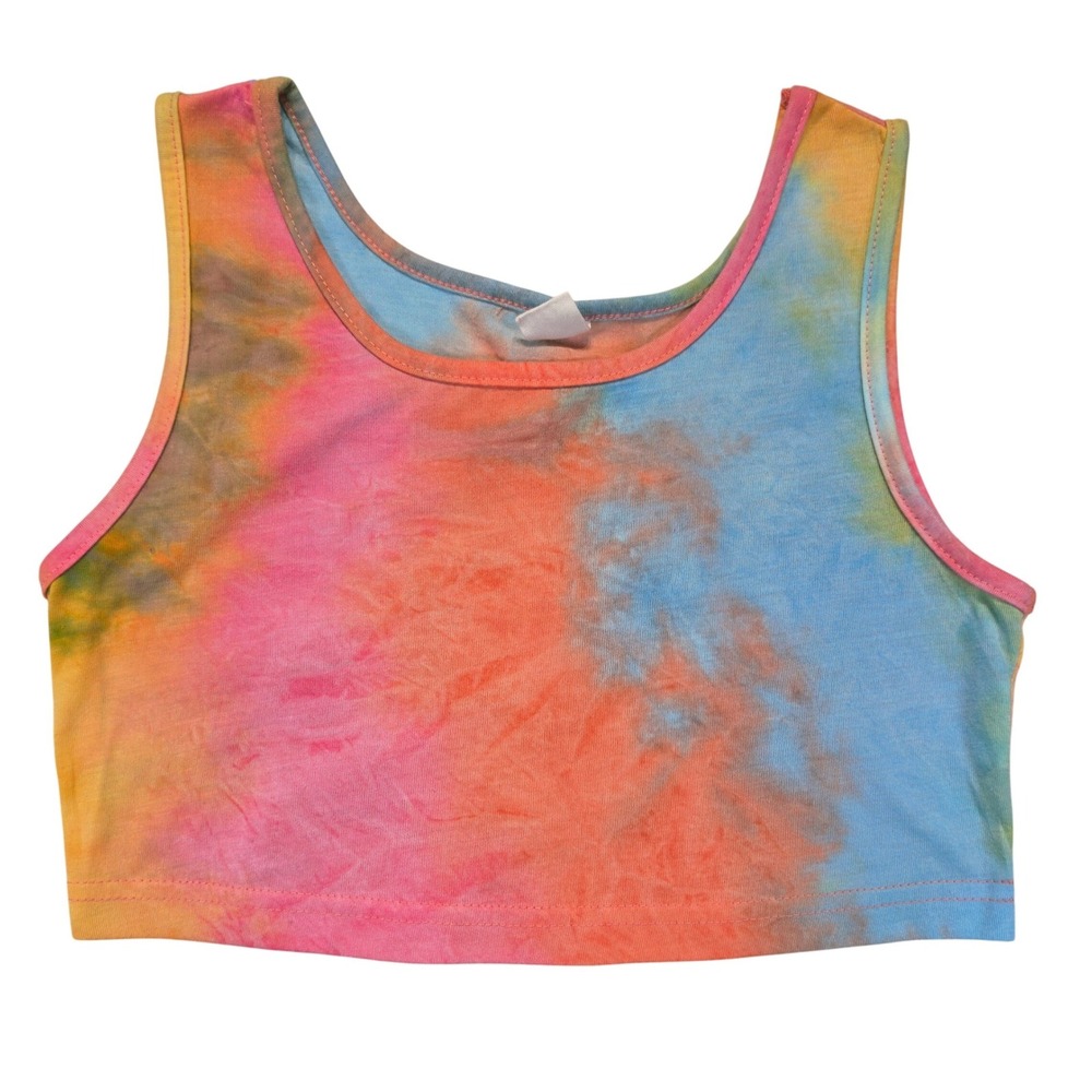 Girls Tie Dye Crop Tank Top Sleeveless Multi Color Pink Blue Orange Size 10/12